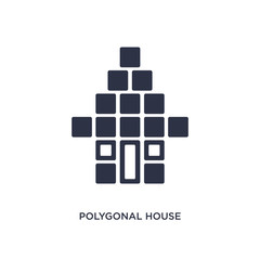 polygonal house or home building icon on white background. Simple element illustration from geometry concept.