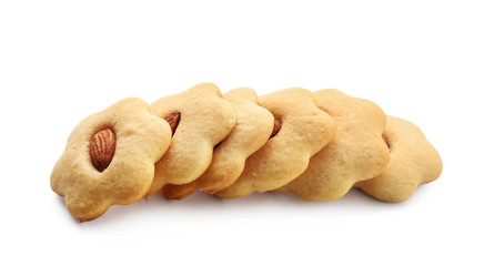 Tasty cookies on white background