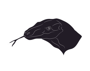 vector illustration of lizard portrait, drawing silhouette