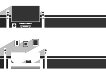 Fototapeta premium Minimal vector illustration with TV and sofa