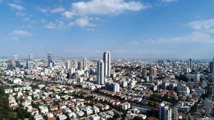 Fototapeta na wymiar A spectacular view of the central region of Israel. Tel Aviv, Ramat Gan