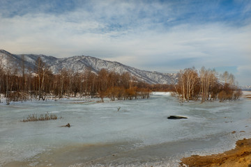 Russia. mountain Altai. Katun river along the Chui tract near the village of Maly Yaloman