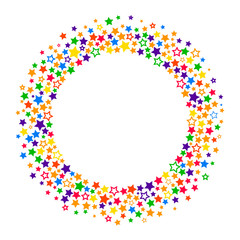 bright round frame of colored stars. flat vector illustration isolated on white background