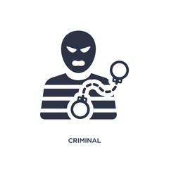 criminal icon on white background. Simple element illustration from law and justice concept.
