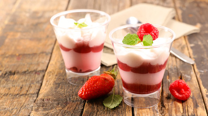 berry fruit mousse and whipped cream