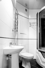 Elements of the bathroom interior-modern design, chrome details, parts of the shower cabin