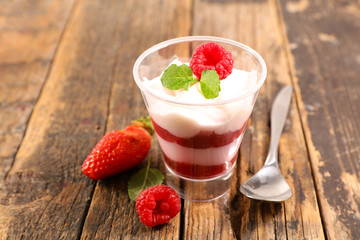 raspberry mousse and whipped cream
