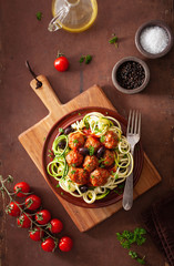 keto paleo zoodles zucchini noodles with meatballs and olives