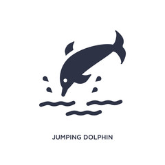 jumping dolphin icon on white background. Simple element illustration from summer concept.