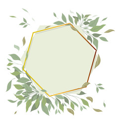 Elegant Wedding floral invitation,  with a golden geometric flame Elegant rustic template.