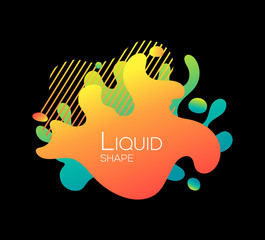 Abstract flowing liquid elements, colorful forms, dynamic geometric shapes, gradient waves, vector banner on black
