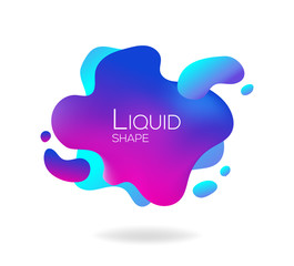 Abstract flowing liquid elements, colorful forms, dynamic geometric shapes, gradient waves, vector banner on white