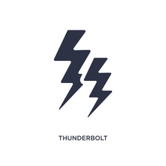 thunderbolt icon on white background. Simple element illustration from weather concept.