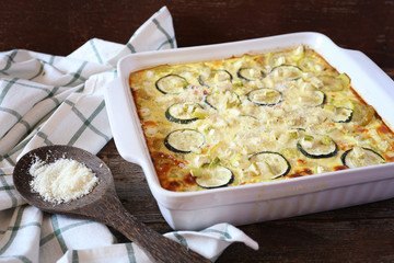 Zucchini gratin with parmesan cheese and olive oil
