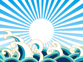 Obraz premium 日本の波のイラスト