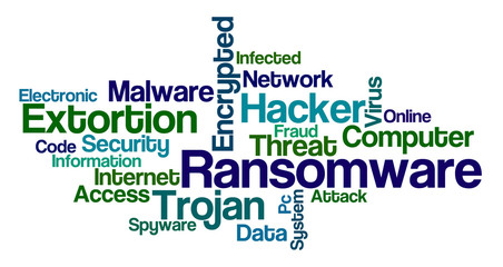Word Cloud on a white background - Ransomware