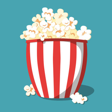 Popcorn icon design. Popcorn box isolated on background. Vector illustration. 