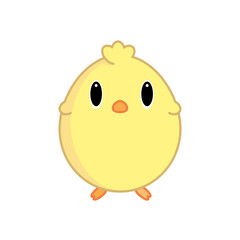 Cute cartoon chicken. Funny yellow chicken, vector illustration
