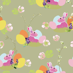 Brown pattern with bunny and easter nest.