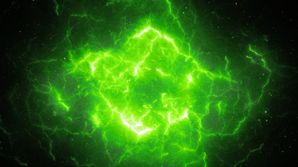 Fototapety  Green glowing high energy lightning