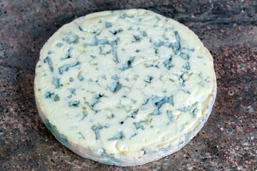 Fourme Ambert semi-hard French blue cheese made from raw cow milk