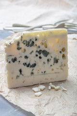 French blue cheese Roquefort, made from sheep milk in caves of Roquefort-sur-Soulzon