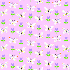 butterflies and tulips pattern