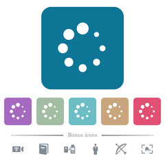 Preloader symbol flat icons on color rounded square backgrounds