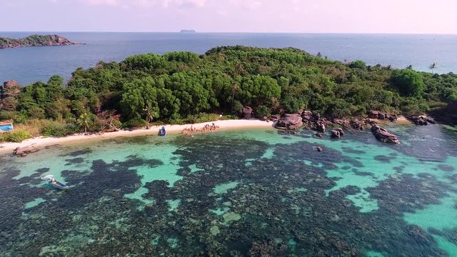 Wonderful aerial view for beautiful island with white sand and crystal clear water in Phu Quoc ,Vietnam travel concept