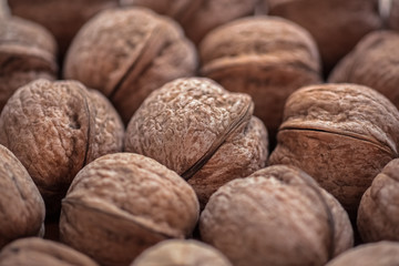 walnuts, a pile of nuts, detail, walnut close-up, walnut in shell