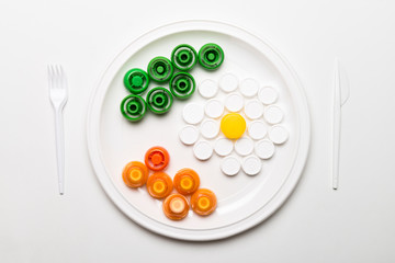 Food of plastic caps.