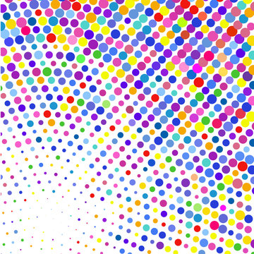 Multicolored  dots in a circle on a white background,