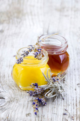 herbal honey with lavender flowers