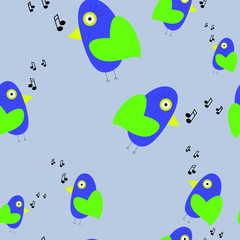 abstract background with birds seamless pattern