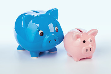 Group of colorful piggy banks