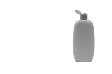 Obraz premium Baby oil or shampoo bottle isolated on white background. Copy Space and Black and White