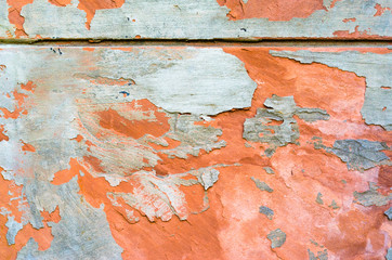 Texture of the Wall of Red Stone. Peeling Cement Plaster Background