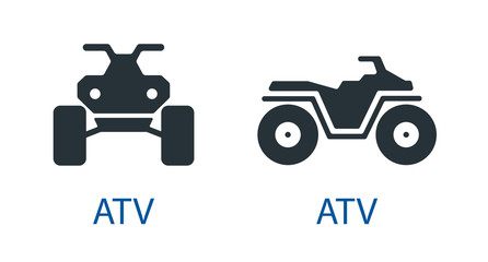 All-terrain vehicle Quad bike atv icon isolated front view off-road motorcycles set vector sign