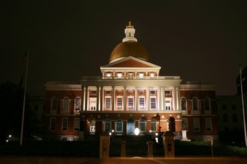 boston, usa, Massachusetts State House, architecture, building, night, city, landmark, palace, government, 