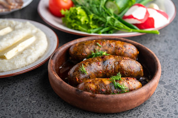 kupati homemade sausage and ghomi with cheese suluguni