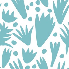 Trendy abstract floral shape seamless pattern. Modern natural colorful shapes or tropical leaves.