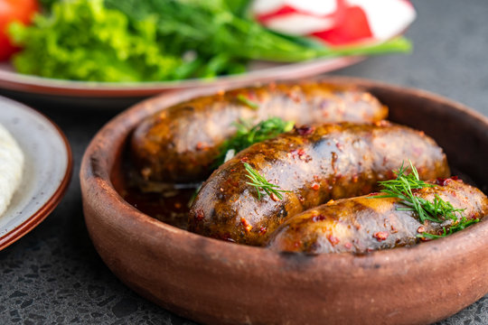 kupati homemade sausage and ghomi with cheese suluguni