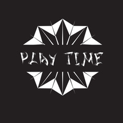 Retro illustration with text on black background.