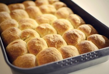A Pan of Traditional Homemade Czech Baked Cakes Filled with Curd Cheese.