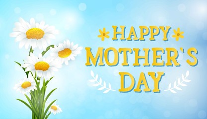 Spring banner with  chamomiles flowers.Happy Mother's day