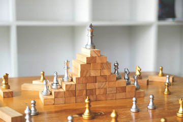 Close up the king chess on the top, Business concept.