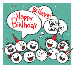 Fototapeta na wymiar Happy Birthday. Vector illustration, funny men's greetings.