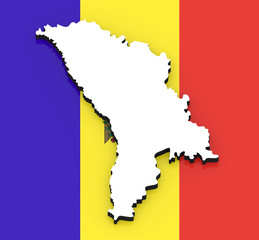3D map of Moldova on the national flag