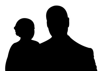 father and daughter, heads silhouette vector