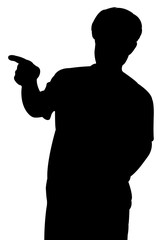 young man pointing, silhouette vector